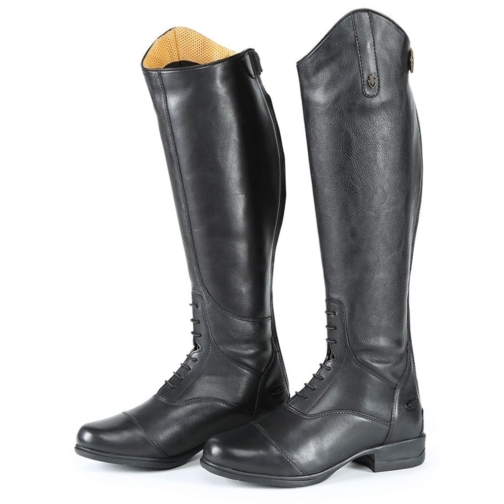 Charlotte Childs Long Boots Leather Riding Competition Dressage Black FREE P&P 