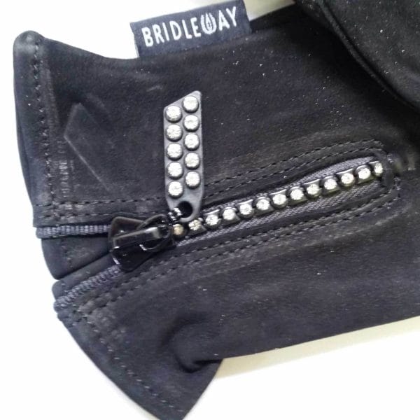 Bridleway Leather and Diamante Riding Gloves - Large/Black | Bridleway Leather Diamante Riding Gloves LargeBlack 322455131179 2
